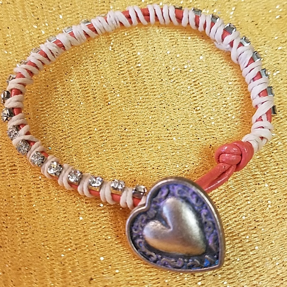 Leather Rhinestone Bracelet